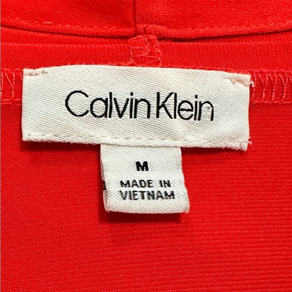 Calvin Klein Red Sleeveless Suit Blouse Top Office Tank Cami Classic Interview M - Picture 7 of 9